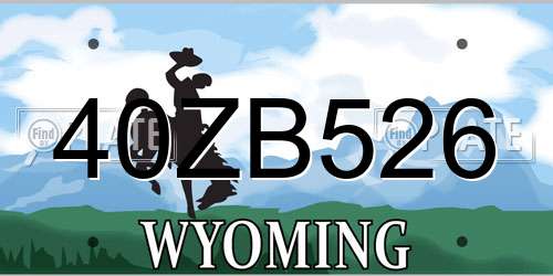 40ZB526 Wyoming License Plate