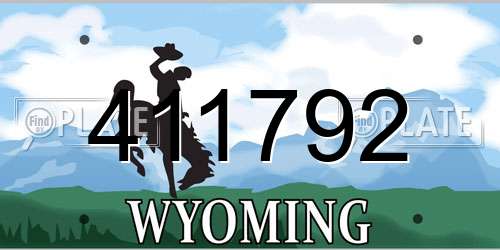 411792 Wyoming License Plate