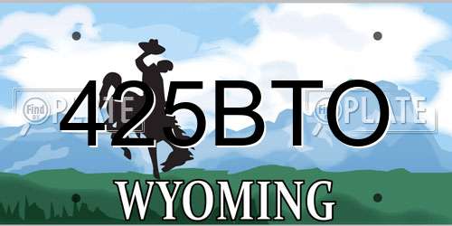 425BTO Wyoming License Plate