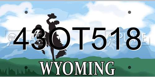 43OT518 Wyoming License Plate