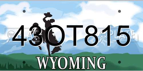 43OT815 Wyoming License Plate