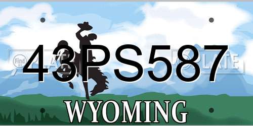 43PS587 Wyoming License Plate