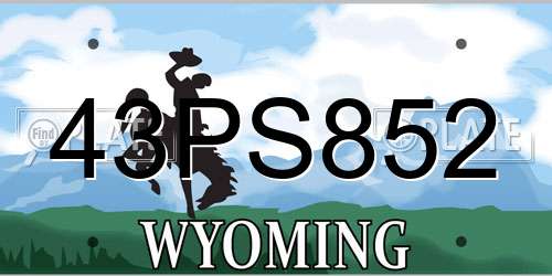 43PS852 Wyoming License Plate