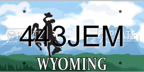 443JEM Wyoming License Plate
