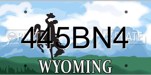 445BN4 Wyoming License Plate