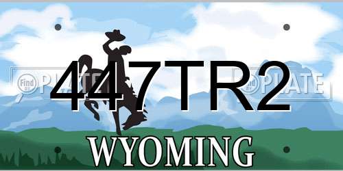 447TR2 Wyoming License Plate