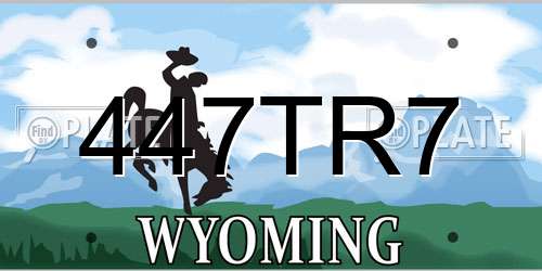 447TR7 Wyoming License Plate