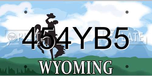 454YB5 Wyoming License Plate