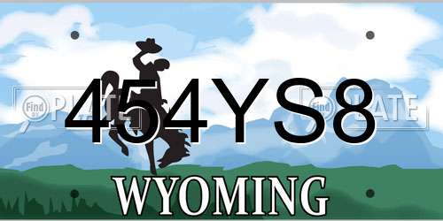 454YS8 Wyoming License Plate