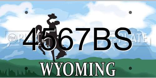 4567BS Wyoming License Plate