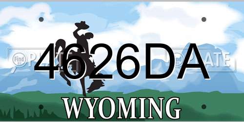 4626DA Wyoming License Plate