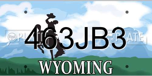 463JB3 Wyoming License Plate