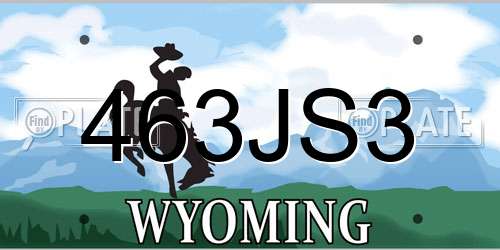 463JS3 Wyoming License Plate