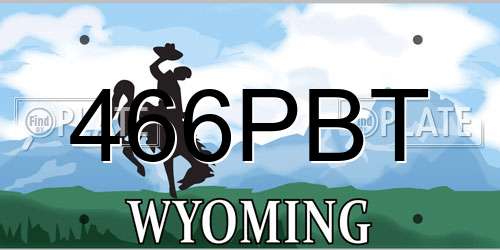466PBT Wyoming License Plate