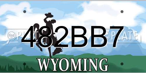 482BB7 Wyoming License Plate