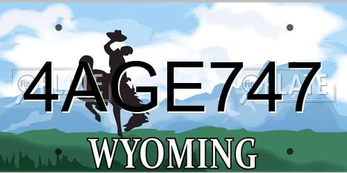 4AGE747 Wyoming License Plate