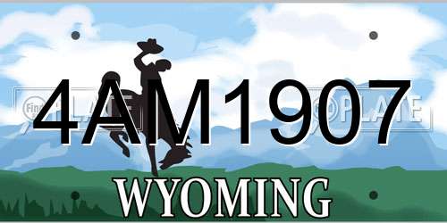 4AM1907 Wyoming License Plate