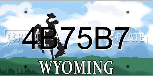 4B75B7 Wyoming License Plate