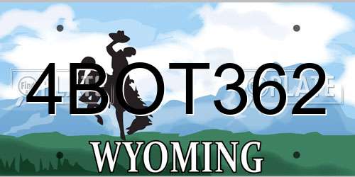 4BOT362 Wyoming License Plate