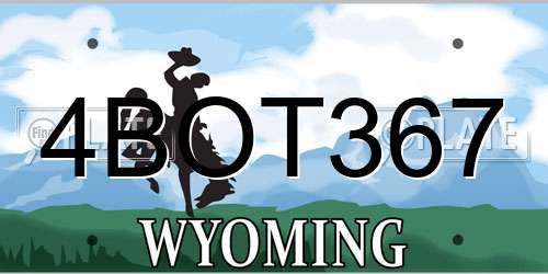4BOT367 Wyoming License Plate
