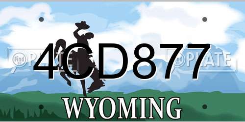 4CD877 Wyoming License Plate