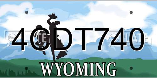 4CDT740 Wyoming License Plate