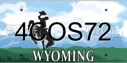 4COS72 Wyoming License Plate