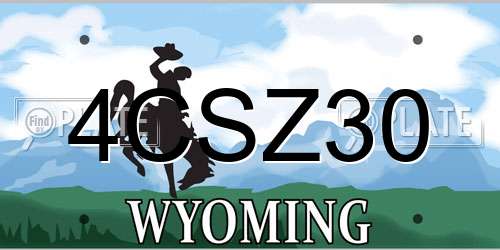 4CSZ30 Wyoming License Plate