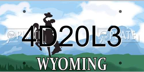 4D20L3 Wyoming License Plate