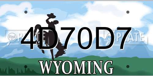 4D70D7 Wyoming License Plate
