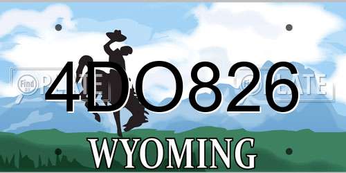 4DO826 Wyoming License Plate