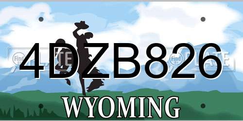 4DZB826 Wyoming License Plate