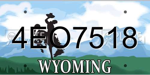 4EO7518 Wyoming License Plate