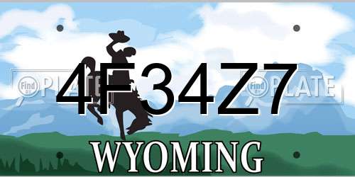 4F34Z7 Wyoming License Plate