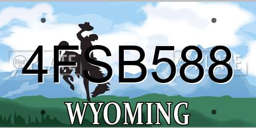 4FSB588 Wyoming License Plate