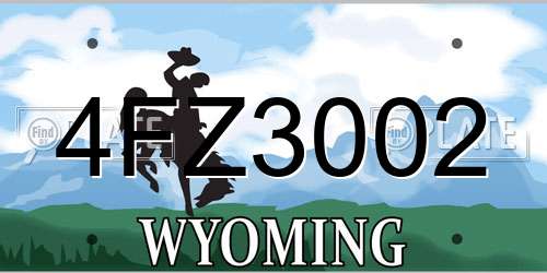 4FZ3002 Wyoming License Plate