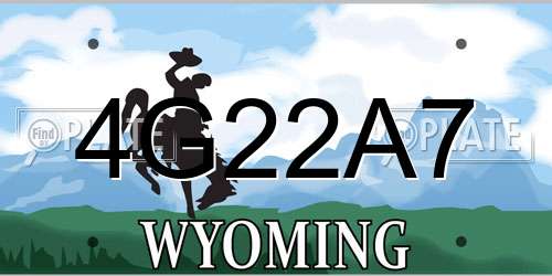 4G22A7 Wyoming License Plate