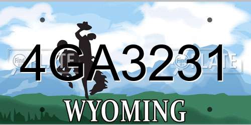 4GA3231 Wyoming License Plate