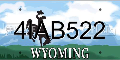 4IAB522 Wyoming License Plate