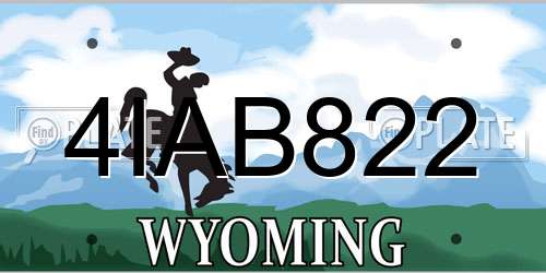 4IAB822 Wyoming License Plate