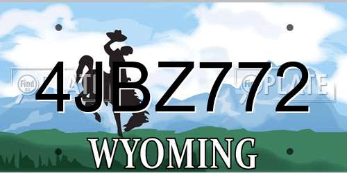 4JBZ772 Wyoming License Plate