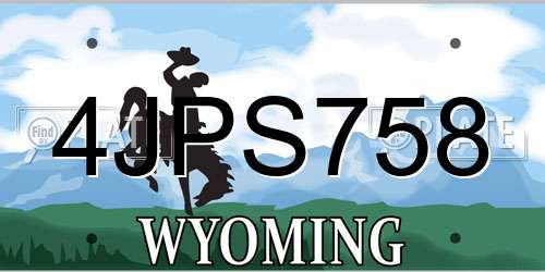 4JPS758 Wyoming License Plate