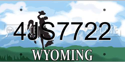 4JS7722 Wyoming License Plate