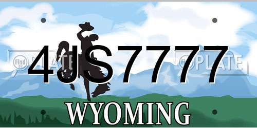 4JS7777 Wyoming License Plate