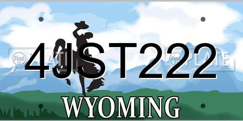 4JST222 Wyoming License Plate
