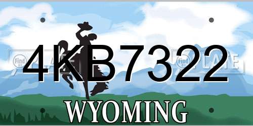 4KB7322 Wyoming License Plate