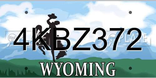 4KBZ372 Wyoming License Plate