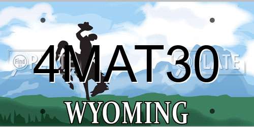 4MAT30 Wyoming License Plate