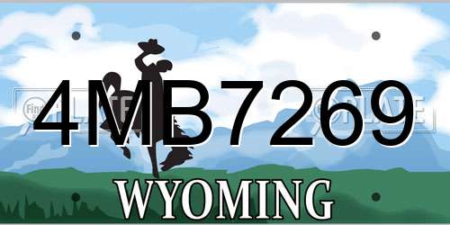4MB7269 Wyoming License Plate