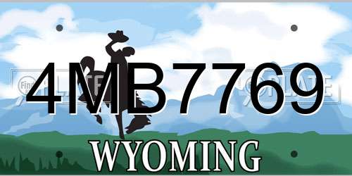 4MB7769 Wyoming License Plate